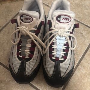 Nike Air Max White and Burgundy Sneakers